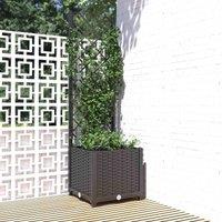 vidaXL Garden Planter w/ Trellis Black 40x40x136cm PP, Black