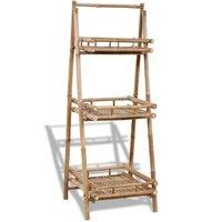 vidaXL 3-Tier Folding Bamboo Plant Rack, Brown