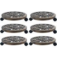 vidaXL Plant Trolleys 6 pcs Bronze 38cm Plastic, Brown