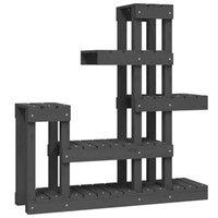 vidaXL Plant Stand Grey 92x25x97cm Solid Wood Pine, Grey