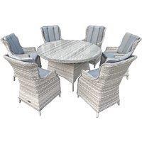 Oseasons Knightsbridge Xl Rattan 6 Seat Dining Set In Dove Grey, Grey