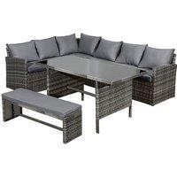 Oseasons Fiji Rattan 8 Seat Corner Dining Set In Pewter Grey