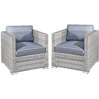 Oseasons Malta Rattan 2 Seat Twin Chair Set In Dove Grey