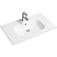 Limoge 4010 Ceramic 81Cm Thin-edge Inset Basin With Oval Bowl, White