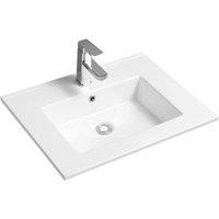 Limoge 4012 Ceramic 61Cm Thin-edge Inset Basin With Rectangular Bowl, White