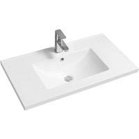 Limoge 5001 Ceramic 81Cm Mid-edge Inset Basin With Scooped Bowl, White