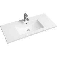 Limoge 5001 Ceramic 101Cm Mid-edge Inset Basin With Scooped Bowl, White