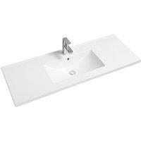 Limoge 5001 Ceramic 121Cm Mid-edge Inset Basin With Scooped Bowl, White