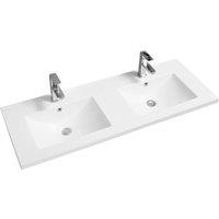 Limoge 5001 Ceramic 121Cm Mid-edge Double Inset Basin With Scooped Bowl, White
