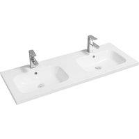 Limoge 5414 Ceramic 121Cm Mid-edge Double Inset Basin With Oval Bowl, White