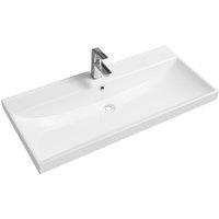 Limoge 5409 Ceramic 100.5Cm Thick-edge Inset Basin With Scooped Full Bowl, White