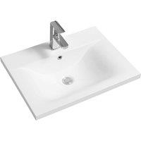 Limoge 5089 Ceramic 61Cm Thin-edge Inset Basin With Dipped Bowl, White