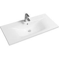 Limoge 5089 Ceramic 101Cm Thin-edge Inset Basin With Dipped Bowl, White