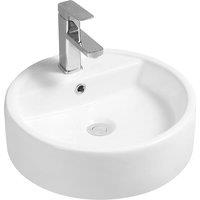 Limoge 7465 Ceramic All-in-one Thick-edge Countertop Basin, White
