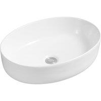 Limoge 7853 Ceramic Vert Oval Countertop Basin, White