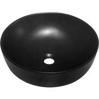 Limoge 7838 Ceramic Rounded Countertop Basin In Matte Black, Black