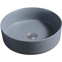 Limoge 7844 Ceramic Vert Round Countertop Basin In Dark Grey, Grey