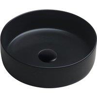 Limoge 7844 Ceramic Vert Round Countertop Basin In Matte Black, Black