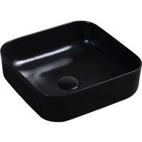 Limoge 7839 Ceramic Vert Square Countertop Basin In Matte Black, Blue