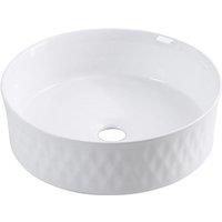 Limoge 7981 Ceramic Vert Round Countertop Basin With Texture Effects, White