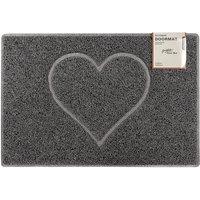 Oseasons Heart Small Embossed Doormat In Grey With Open Back, Grey