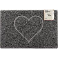 Oseasons Heart Medium Embossed Doormat In Grey With Open Back, Grey
