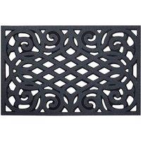 Oseasons Ornate Small Eco-friendly Doormat In Grey With Open Back, Grey