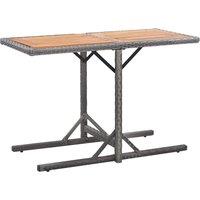 vidaXL Garden Table Anthracite Poly Rattan and Solid Acacia Wood, Grey