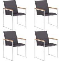 vidaXL Garden Chairs 4 pcs Textilene and Stainless Steel Grey, Grey