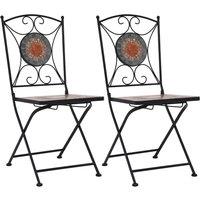 vidaXL Mosaic Bistro Chairs 2 pcs Orange/Grey, Orange