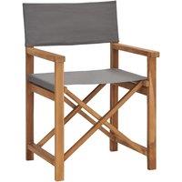 vidaXL Director's Chair Solid Teak Wood Grey, Grey