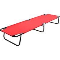 vidaXL Folding Sun Lounger Red Steel, Red