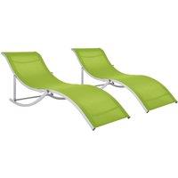 vidaXL Folding Sun Loungers 2 pcs Green Textilene, Green