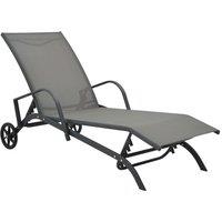 vidaXL Sun Lounger Steel and Textilene, Grey