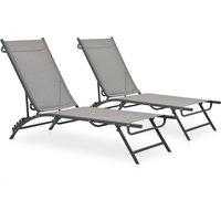 vidaXL Sun Loungers 2 pcs Textilene and Steel, Grey
