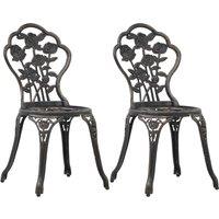 vidaXL Bistro Chairs 2 pcs Bronze Cast Aluminium, Brown