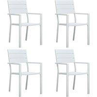 vidaXL Garden Chairs 4 pcs White HDPE Wood Look, White
