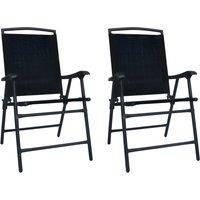 vidaXL Folding Garden Chairs 2 pcs Texilene Black, Black