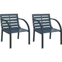 vidaXL Garden Chairs 2 pcs Grey Wood, Grey