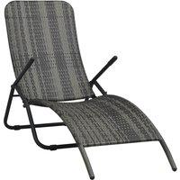 vidaXL Folding Sun Lounger Poly Rattan Grey