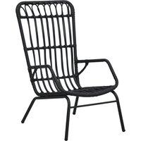 vidaXL Garden Chair Poly Rattan Black, Black