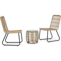 vidaXL 3 Piece Bistro Set Poly Rattan Oak