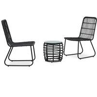 vidaXL 3 Piece Bistro Set Poly Rattan Black