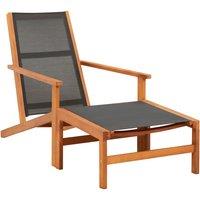 vidaXL Garden Chair with Footrest Solid Eucalyptus Wood and Textilene, Black
