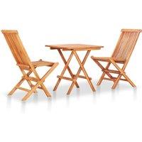 vidaXL 3 Piece Folding Bistro Set Solid Teak Wood, Brown
