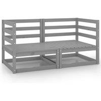 vidaXL Garden Corner Sofas 2 pcs Grey Solid Wood Pine, Grey
