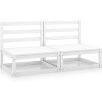 vidaXL Garden Middle Sofas 2 pcs White Solid Wood Pine, White