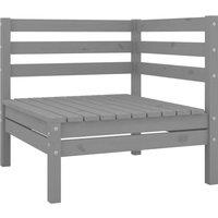 vidaXL Garden Corner Sofa Grey Solid Wood Pine, Grey