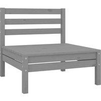 vidaXL Garden Middle Sofa Grey Solid Wood Pine, Grey