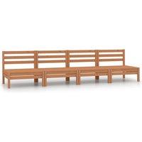 vidaXL Garden Middle Sofas 4 pcs Honey Brown Solid Pinewood, Brown